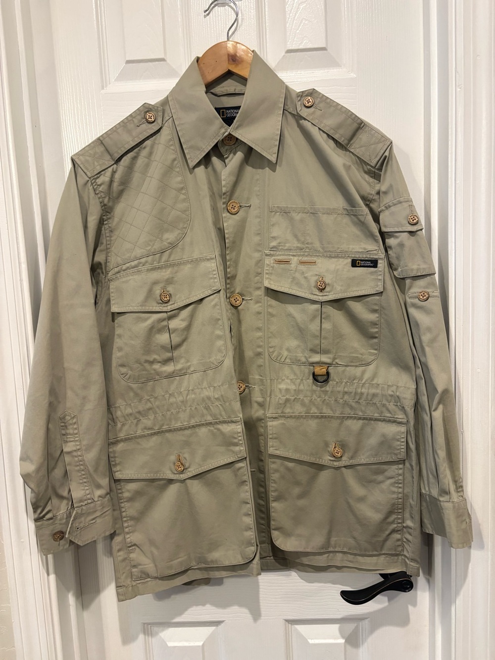 National Geographic Safari Field Jacket Men’s Medium Khaki 100% Cotton Utility
